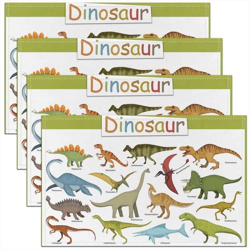 Jejeloiu Kids Placemats Mesa educacional Coloque tapetes para crianças Placemats Placemats Dinossauros de mesa estampados de