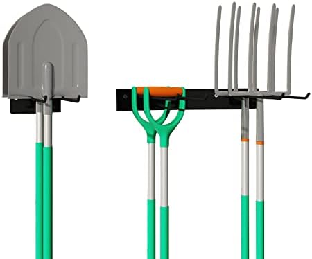 Yidi Garage ganchos Montagem de parede pesada, organizador de ferramentas de jardim com 2 pequenos PCs e 2 PCs grandes, para vassoura,