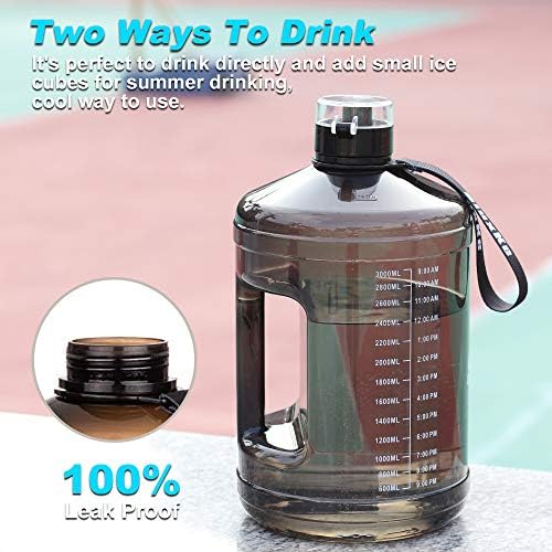 Garrafa de água grande de galão Sluxke com alça, 128 onças à prova de vazamento BPA Fitness Sports Water Bottle com marcador