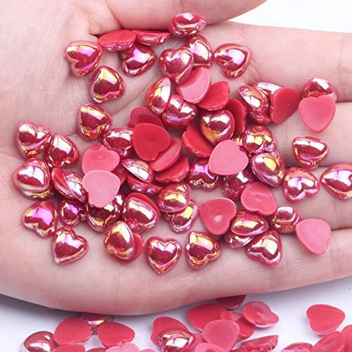 RD -53829 Decoração Shiestone Half Pearls imitação plana IMITAÇÃO CORAÇÃO 10mm 200pcs cola em resina pérolas ab coloros super brilhantes