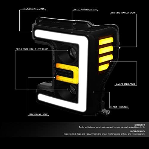 [Modelo de halogênio] LED DRL Turn Signal Projector Faróis com kit de ferramentas de instalação Compatível com Ford F250 F350 F450 F550