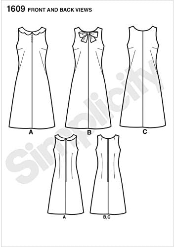 Simplicidade 1609 Padrões de costura de vestuário vintage femininos, tamanhos 6-14