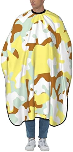 55x66 polegadas de poliéster Cabinho Cabo leve amarelo-camouflage Desert Salon Barber Cape com acessórios ajustáveis ​​de corte