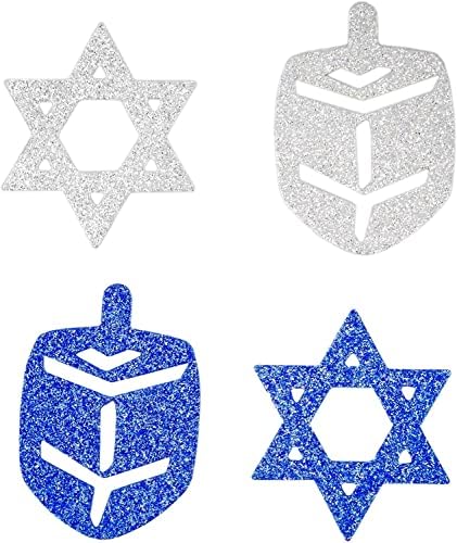 Hanukkah Glitter Cutouts - Cutouts de férias - Estrela - Dreidel - Menorah - Azul e Prata