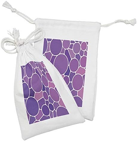 Ambesonne Purple and Pink Fabric bolsa Conjunto de 2, manchado abstrato de vidro com formas circulares retrô, padrão