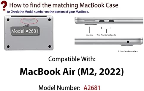 UESWILL 4In1 Compatível com o MacBook Air Case A2681, caixa de casca dura + capa do teclado + protetor de tela + pano