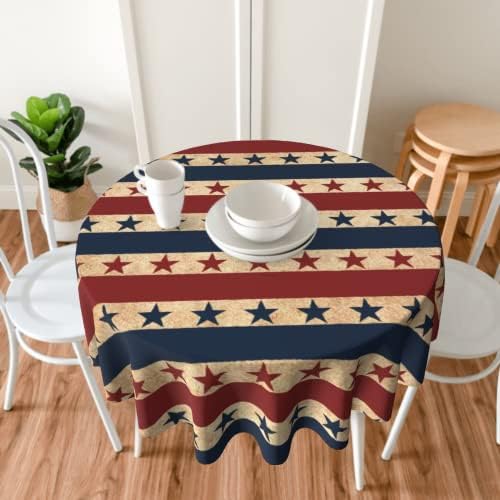 4 de julho Toclagem de mesa Redonda retro patriótica American Star Stripes Tolinhas de mesa de mesa Circular Tabela Circular