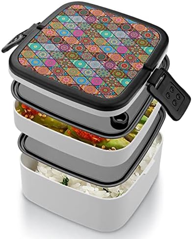 Design de textura Double empilhável Bento Lunch Box Recipiente para viagens de piquenique para trabalho escolar