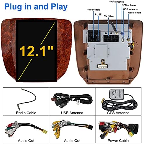 Rádio estéreo de carro Kspiv 12.1'''Android para GMC Yukon/Chevrolet Tahoe Silverado 2007-2012 Compatível com Câmera de