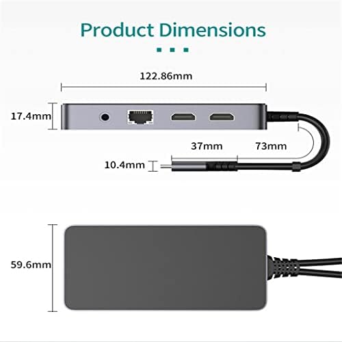 Hubs 9 em 1 USB C Cubra Centro-C Estação de docking com Ethernet 8K 4K VGA 3,5mm Audio USB 3.0 Cubs USB do tipo USB