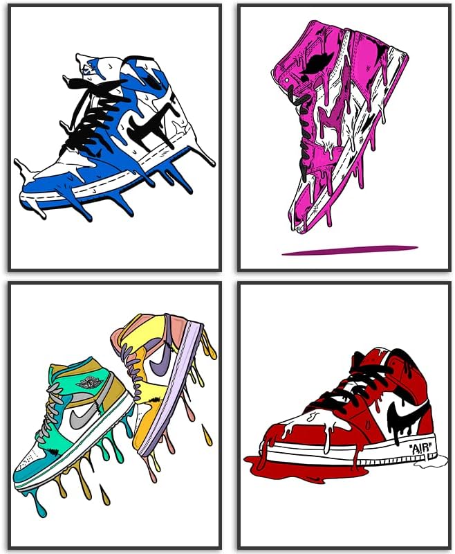 Nilem Design Sneaker Poster Poster HypeBeast Decoração Sapatos Impressões Conjunto de 4 pôster estético estético para meninos