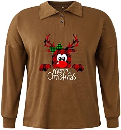 Camisolas de inverno para mulheres estampas de Natal Plus Size Sweatshirt Equipado para mulheres atléticas de Natal