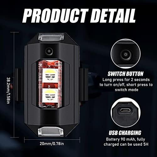 Mirunny Aircraft liderou luzes estroboscópicas, 7 cores, incluindo 31 modelos de iluminação, Night Night Night Light
