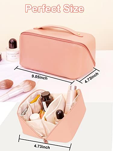 Bolsa cosmética de viagem de couro de grande capacidade Gojuso PU com alça de maquiagem portátil à prova d'água para mulheres