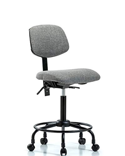 Labtech Seating LT42538 Cadeira de bancada média, tecido, base de tubo redondo -tilt, rodízios, preto