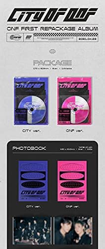 Onf City of Onf 1st Replaackage Álbum 2 Versão Conjunto CD+1p Poster+100p Photobook+16p LIRIC LIRO+2P PHOTOCARD+2P CARTA DE CIDADENSH+JORNALS+MENSAGEM