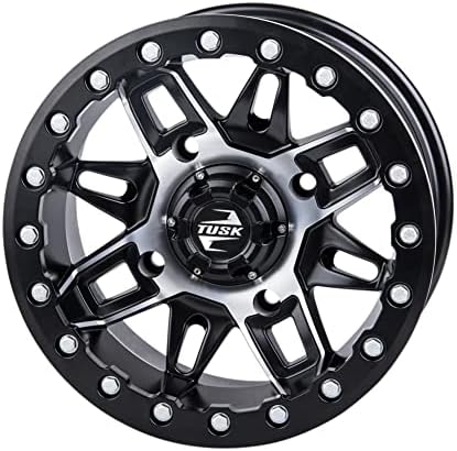 4/156 Wask Wasatch Beadlock Wheel 14x7 5.0 + 2,0 MAMINADO/BLACK para Polaris Ranger 570 Crew-4 Tamanho médio 2014-2021