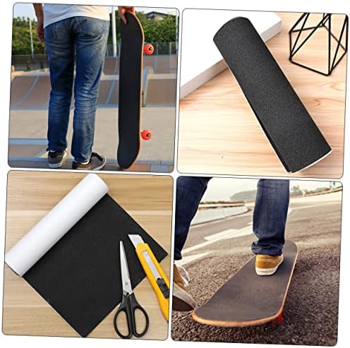 Homoyoyo Skateboard Lixa não deslizante 2 folhas PVC Four Wheels Skateboard Black