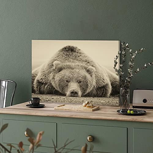 Grande Arte da parede Poster impressão Poster Resting Bear Canvas pintando animais vintage Pintura a óleo
