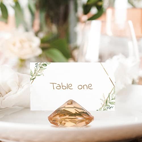 Dicunoy 30 PCs Diamond Place Card Titulares para casamento, Número da mesa de cristal de laranja Stands, titulares de cartão