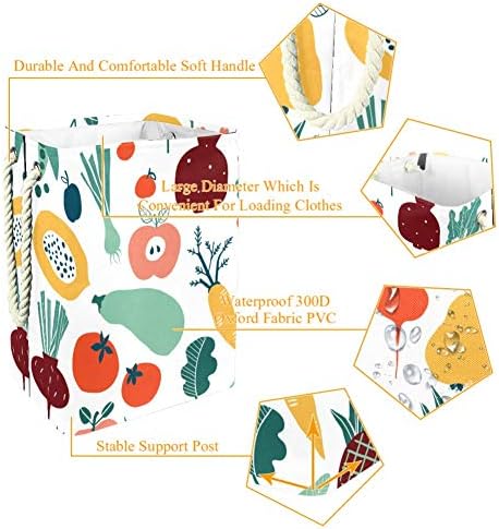 Unicey Doodle Colorful Frutas e legumes cesto de lavanderia cesto dobrável para bin bin cesto de bebê