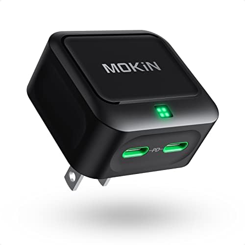 Carregador USB C 40W, adaptador de carregador rápido MOKIN 2 porta Cansador de energia PD CARREGADOR PD CARAPTADOR