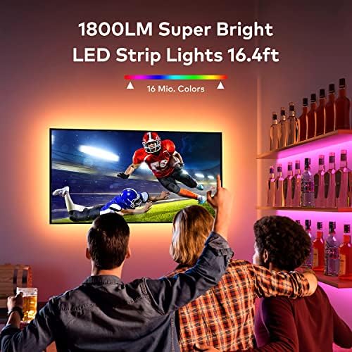 Luzes LED de TV, luzes de tira de LED de 16,4 pés para TV de 55 polegadas a 75 polegadas com iluminação LED remota, atrás da