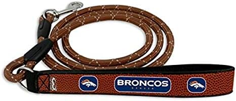 Awear NFL Denver Broncos Football Leather Rope Leash, médio, marrom