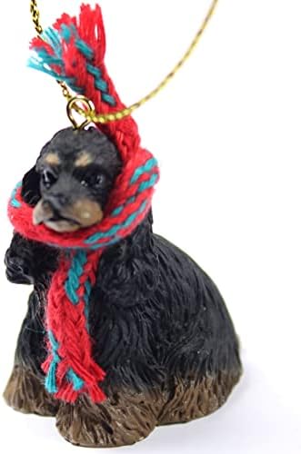 Cocker spaniel minúscula miniatura Um ornamento de Natal Black -tan - delicioso!