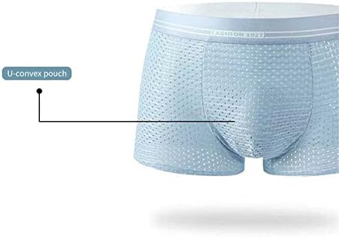 Boxeadores para homens malha de roupas íntimas homens gelo respirável malha respirável cuecas finas troncos transparentes macios