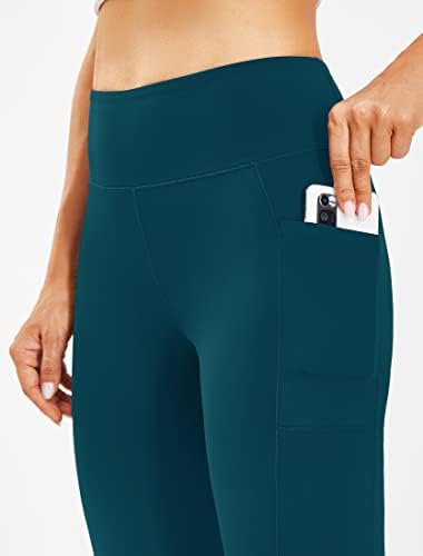 Afitne Women Full Length/Capri Bootcut Pants com bolsos, calças de trabalho de treino de cintura alta