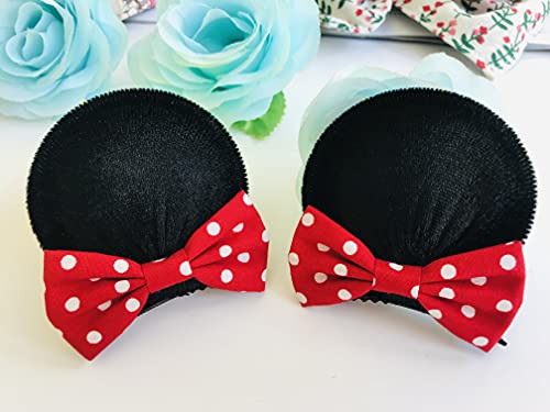 Clipes de orelhas de mouse de mouse de bolinhas vermelhas para meninas CLIPES DE CABE