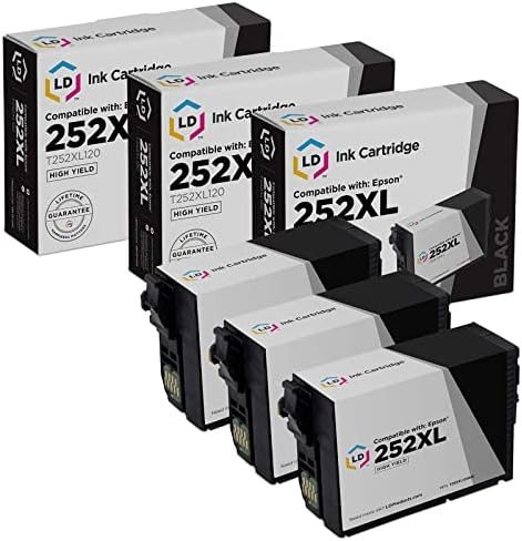 LD PRODUTOS Substituições para Epson 252xl Black Ink Cartidge Alto rendimento para uso em impressoras da força de trabalho WF-3620,