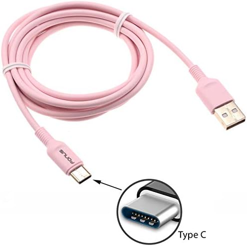 6ft Cabo USB -C Carga rápida do carregador rosa Fio de alimentação Tipo -C Compatível com Google Pixel 4A 5G - Pixel