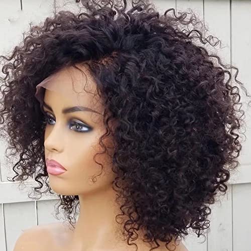 Curly shor cacheado bob profundamente cacheado 13x6 hd transparente renda frontal peruca cabelo humano cabelo afro piscadela