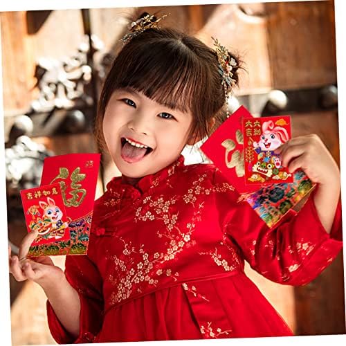 ABAODAM 60pcs Ano do coelho Veja Bag Kids Sacos de presente Pocket Carteira Asiática Decoração Ano de Rabbit Red