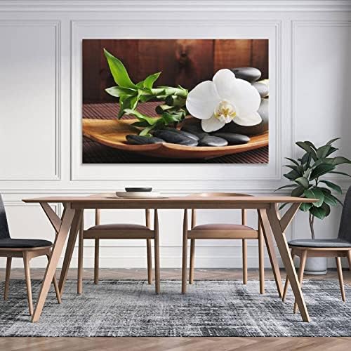 Decoração de pedra zen preta Bambu floral Bambu Plant Wall Art Art Spa Decoração de tela Impressão Imagem Poster de arte