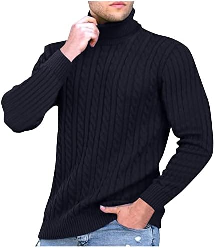 Blusas de gola alta da Xiaxogool masculino, suéter casual para homens magros tampos básicos de malha de pullover térmico