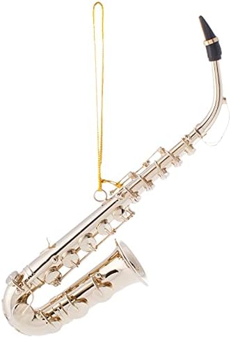 Presentes da Broadway Decoração de ornamentos de saxofone alto de latão de ouro de 5 polegadas