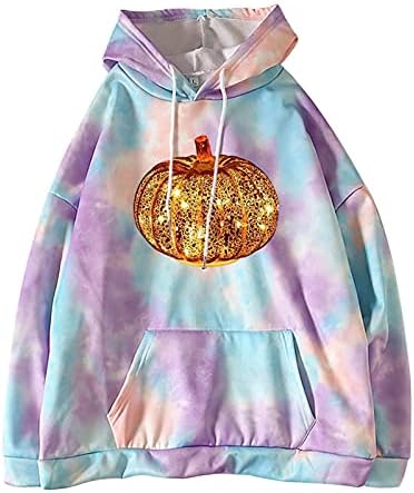 Narhbrg Tie Tye Hoodies tops para mulheres de Halloween dentes de caveira de capuz gráfico pulôver adolescente meninas adolescentes