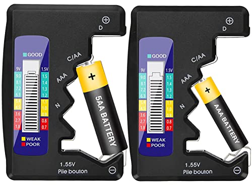 2PCS LCD Battery Tester Verificador Universal Battery Tester Monitor para AAA AA C D 1.5V 9V Botões de célula Baterias,