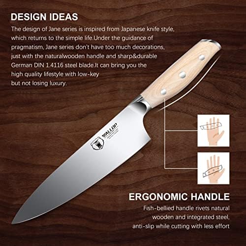 Faca de cozinha profissional de Wallop Professional SAntoku Chef Chef 7 polegadas - Alemão 1.4116 HC Aço inoxidável japonês