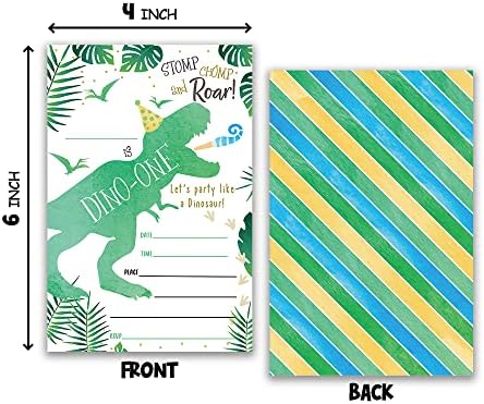 Grace Yonks Stomp Chomp & Roar Party Birthday Invitation, 20 convites e envelopes para convites de primeira festa de aniversário,