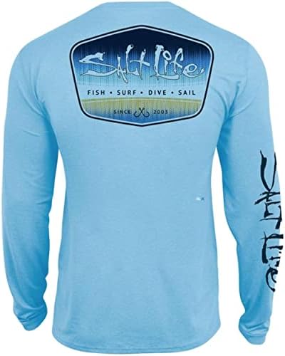 Salt Life Mens Brigada de Tuna Longa Camisa de Performance de Manga Longa, Heather Blue Sky, XX-Large Us