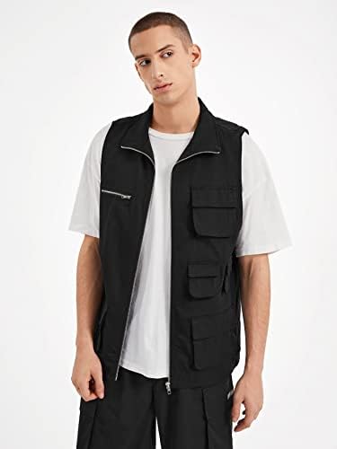 Jaqueta de jaqueta masculina para homens de gole de bolso de bolso de zíper up
