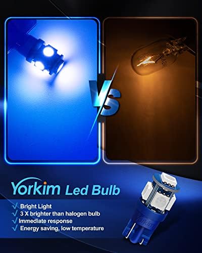 Yorkim 194 LED BULBS INTERIOR AZUL T10 LED BULLBS AZUL 168 LED BULB BULL PARA CARRO DOMO DE CARRO MAPA DE Luz do painel