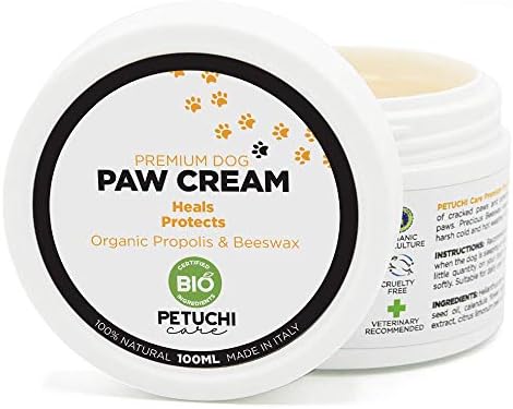 Petuchi Organic Dog Paw Balm; Cura e protege almofadas de cachorro secas e rachadas; natural
