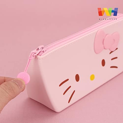 Winghouse X Hello Kitty Soft Silicone Pen Lápis e marcador Organizador de bolsas cosméticas para meninas mulheres