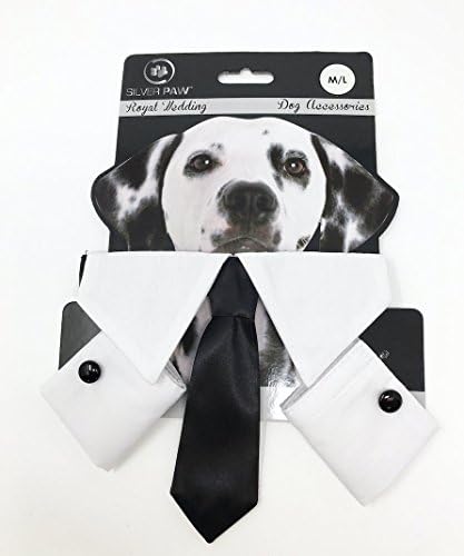 PAW de prata PGPA5166 Trajes de cães de casamento reais, médio/grande, gravata borboleta e punhos