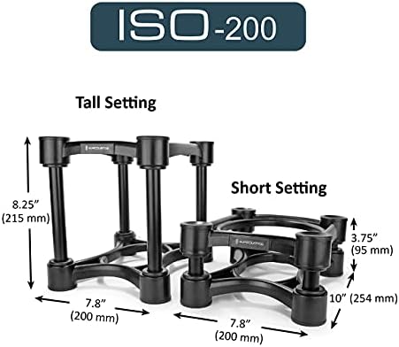 ISOACOUSTICS ISO-STAND SERIDE ISOLAGEM ISOLAGEM STANOTES COM AJUSTE DE ALTURA E TILT: ISO-200 Par